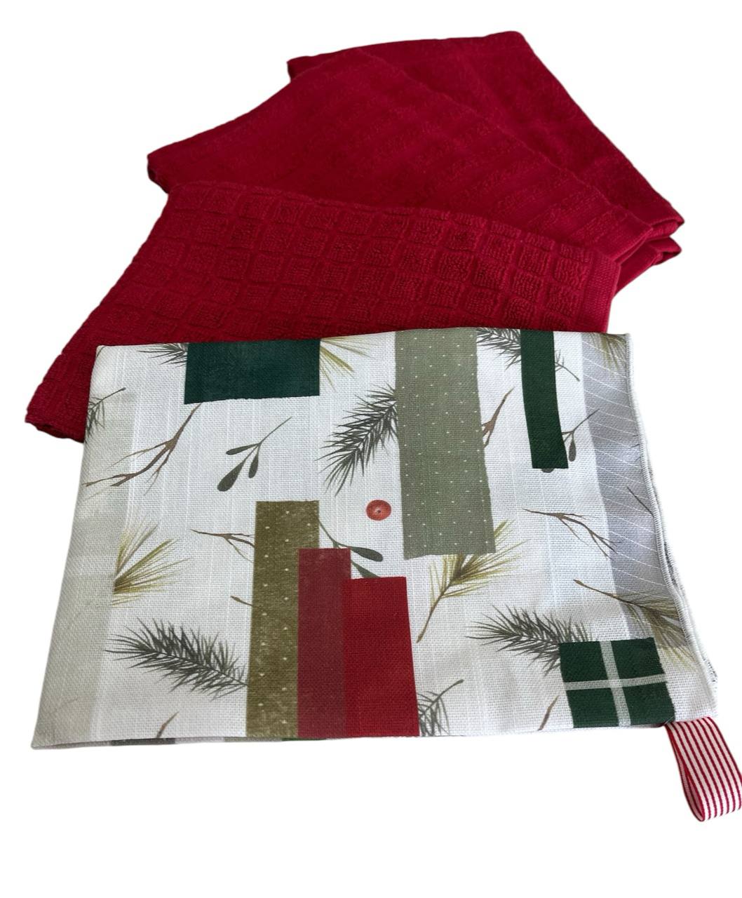 Tris Asciughini spugna+ asciughino cotone Natale Carillon