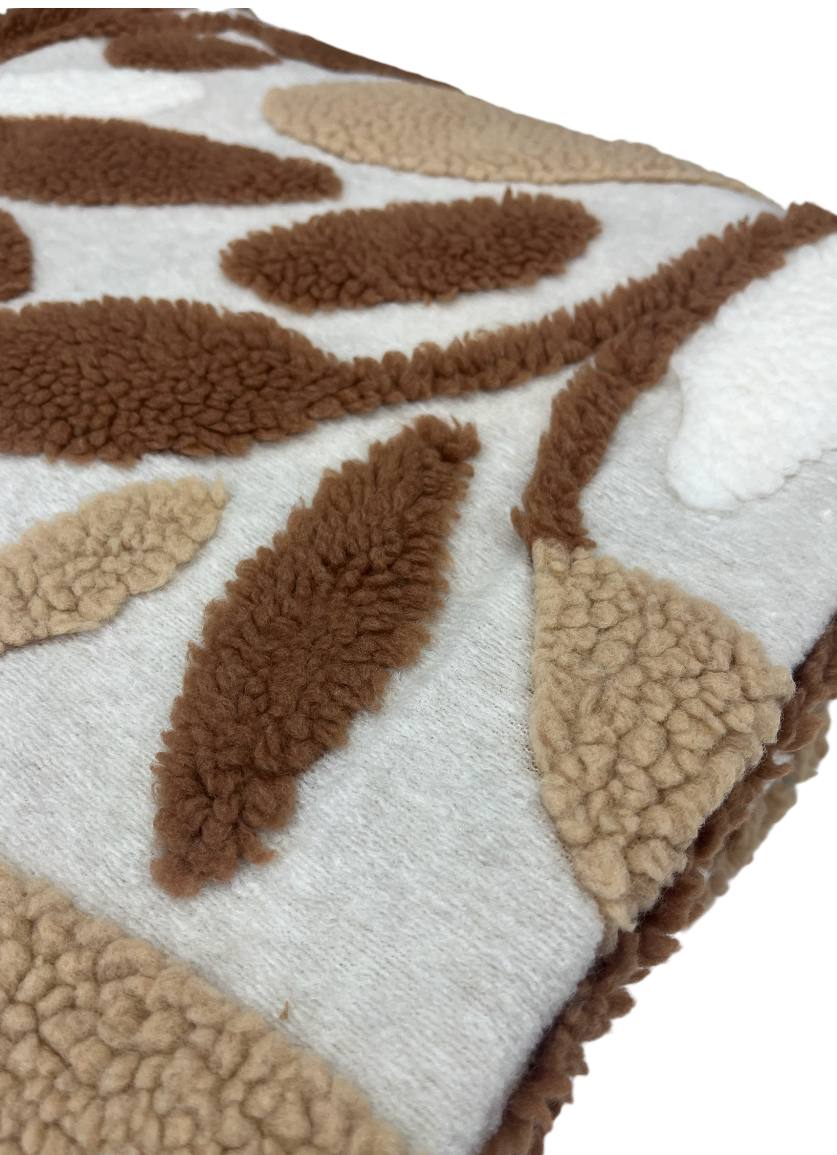 Plaid in pile Jacquard Chenille beige sabbia