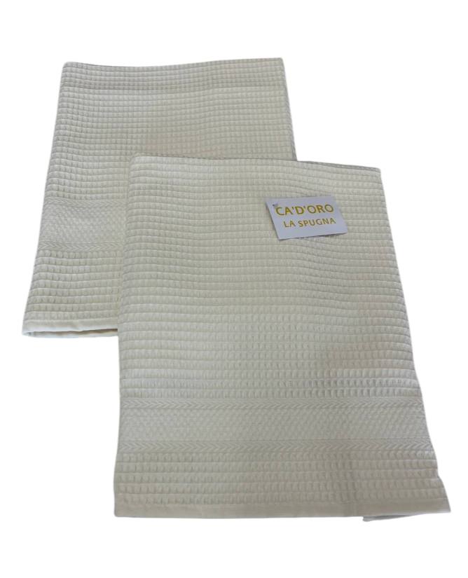 Coppia asciugamani (viso + ospite) Nido D'ape