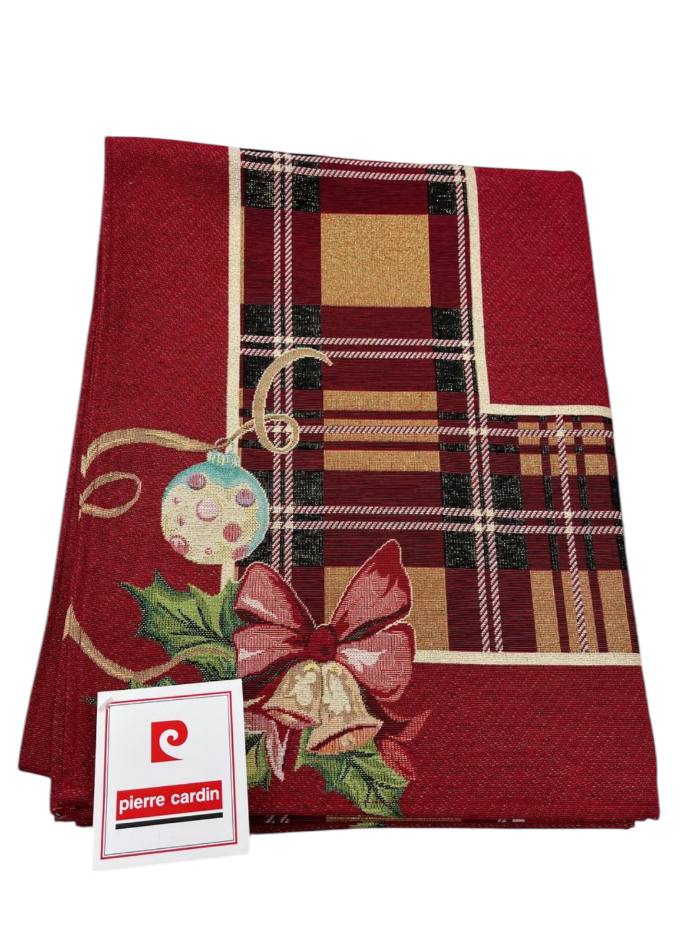 Tovaglia Natale in gobelin Merry Christmas rosso