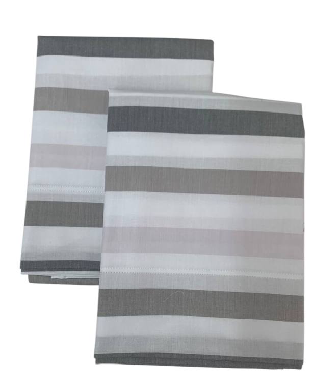 Coppia federe tinto in filo percalle 50x80cm Olaf Stripe - Riviera