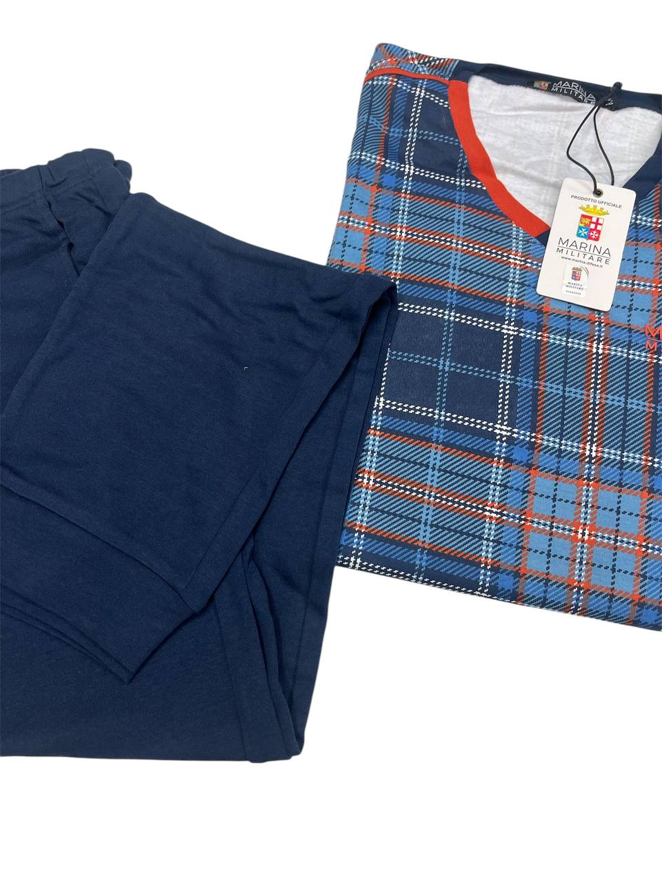 Pigiama uomo in caldo cotone quadri - Marina Militare