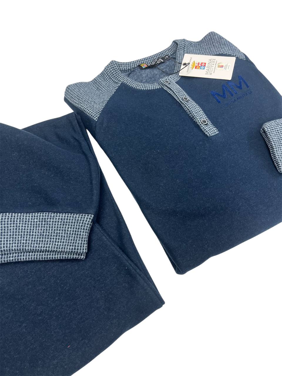 Pigiama uomo in caldo cotone punto Milano Blu - Marina Militare