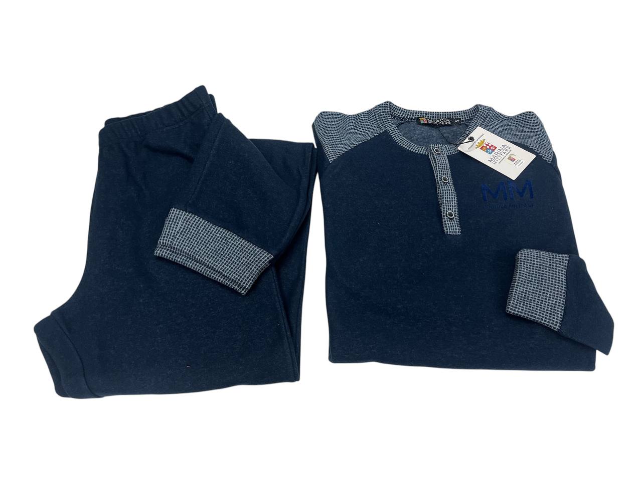 Pigiama uomo in caldo cotone punto Milano Blu - Marina Militare