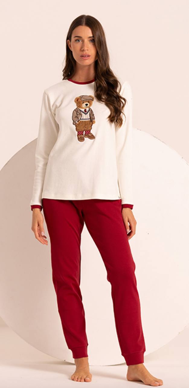 Pigiama donna in caldo cotone orso - Maryhome