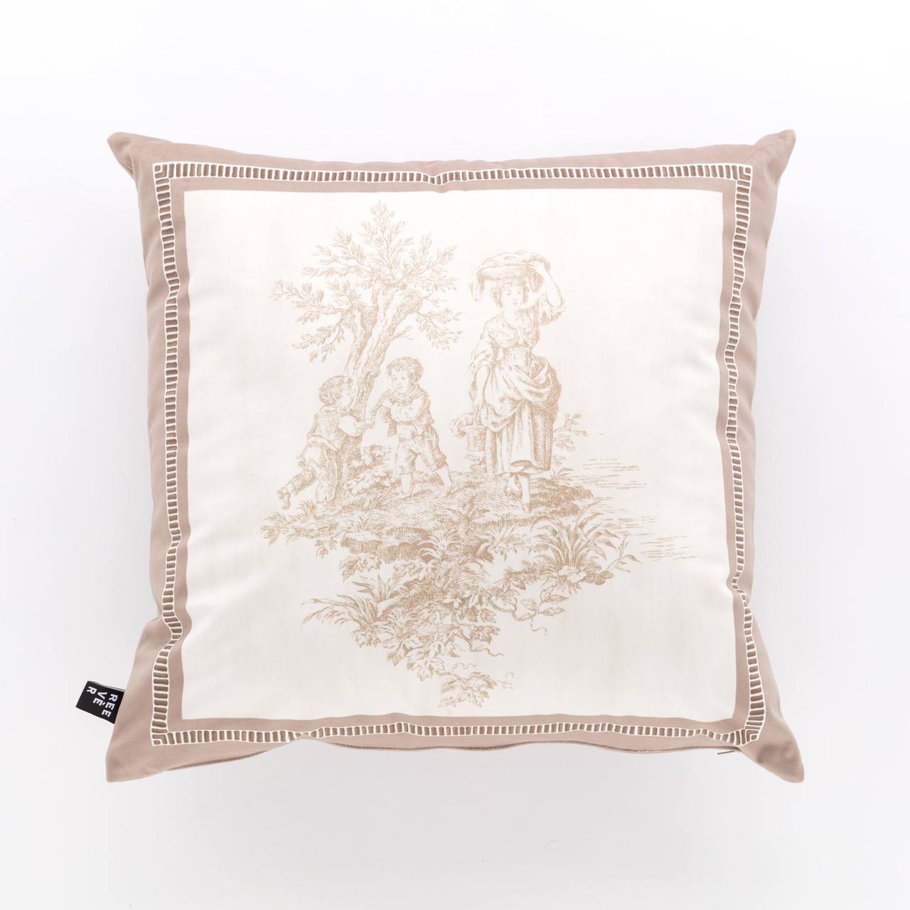 Coppia (2) cuscini arredo 45x45cm velluto Toile de jouy - Reevèr
