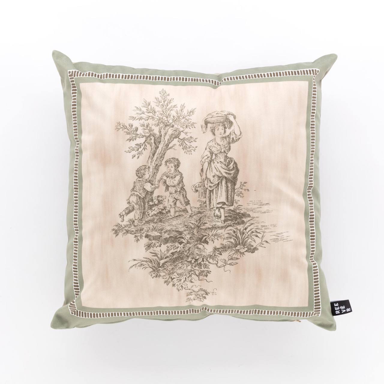 Coppia (2) cuscini arredo 45x45cm velluto Toile de jouy - Reevèr