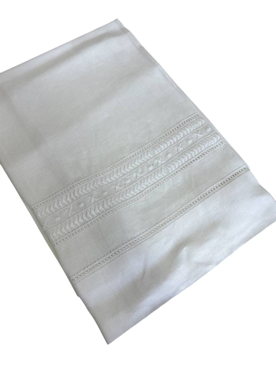 Coppia asciugamani (1+1) in lino Punto antico Triangoli