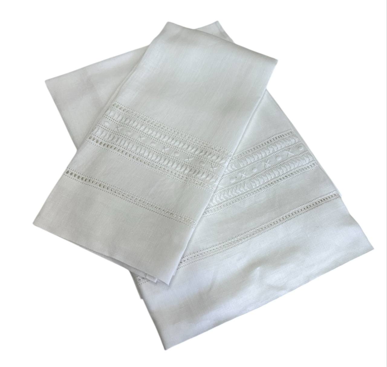 Coppia asciugamani (1+1) in lino Punto antico Triangoli