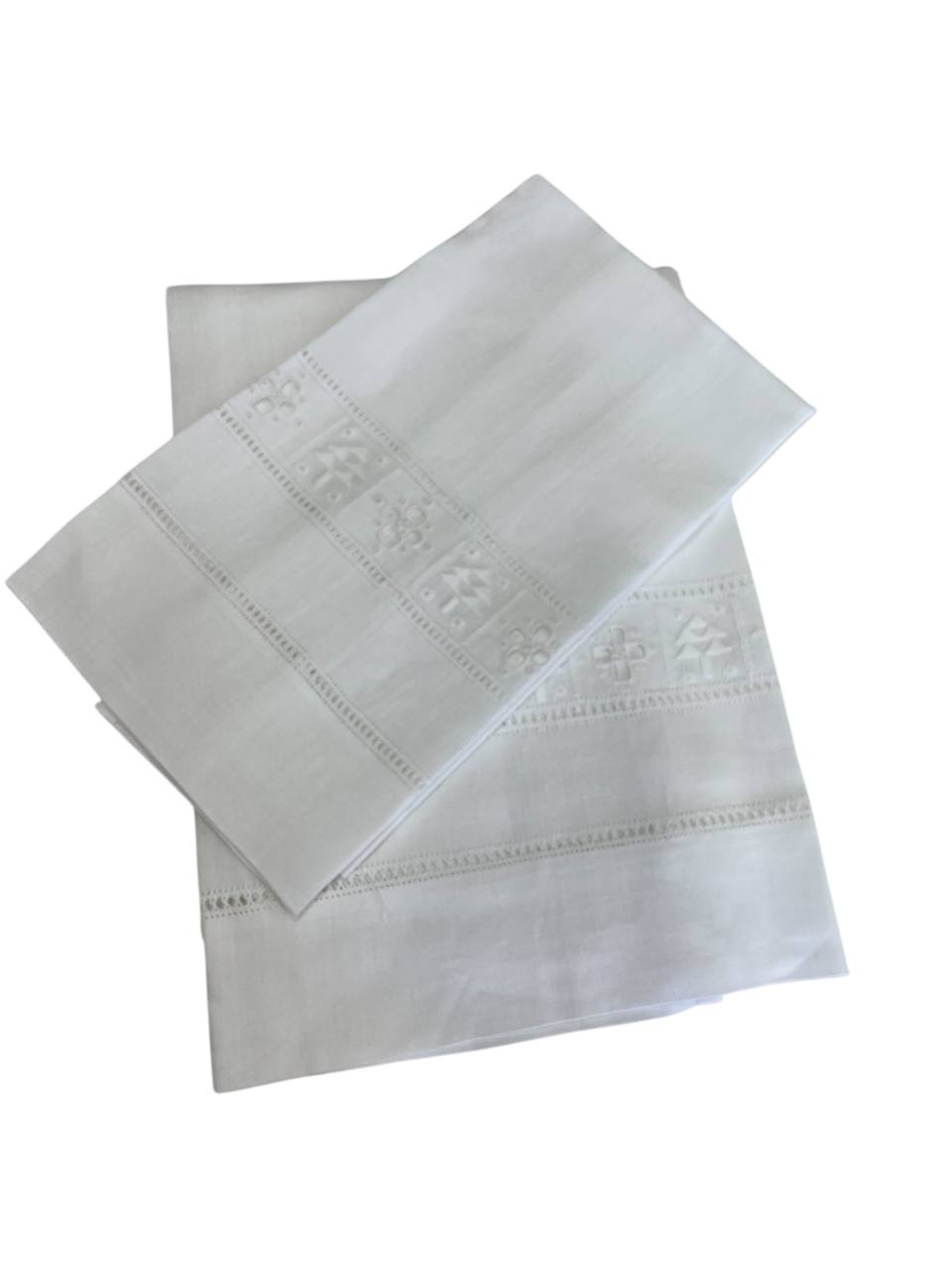 Coppia asciugamani (1+1) in lino punto antico Alberello