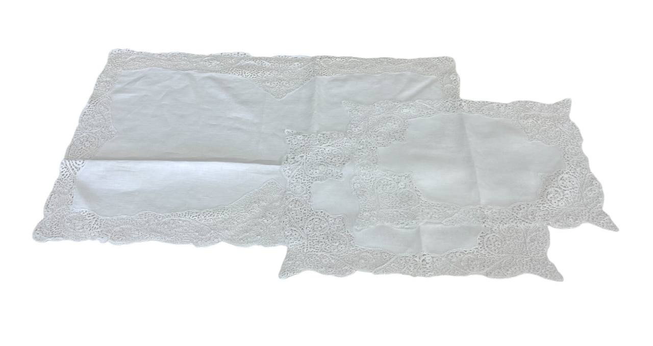 Set 3 centri Rettangolari lino e cantù bianco ART. 3228