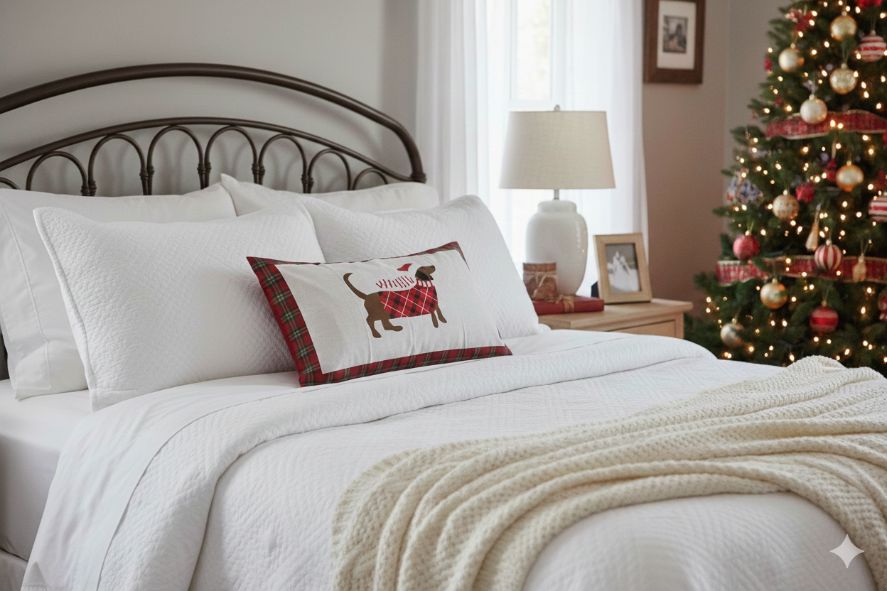 Coppia (2) federe cotone Natale 50x80cm - Riviera