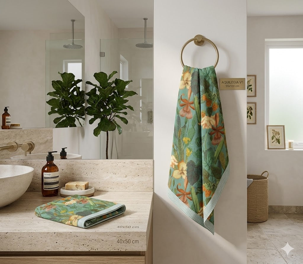 Coppia asciugamani (1+1) Aquilegia - INHOM Factory