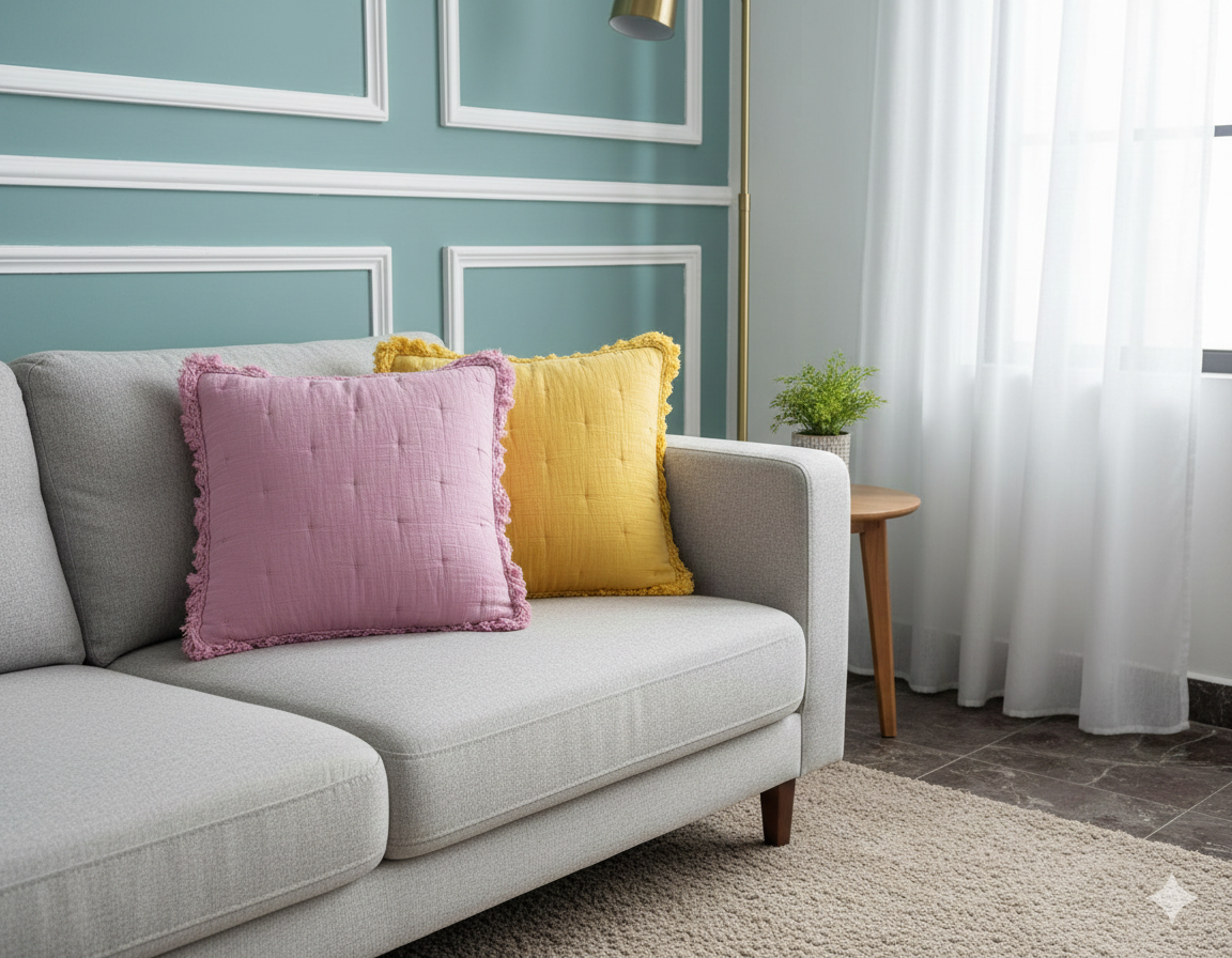 Cuscino arredo con rouches Cora 50x50 cm - Riviera