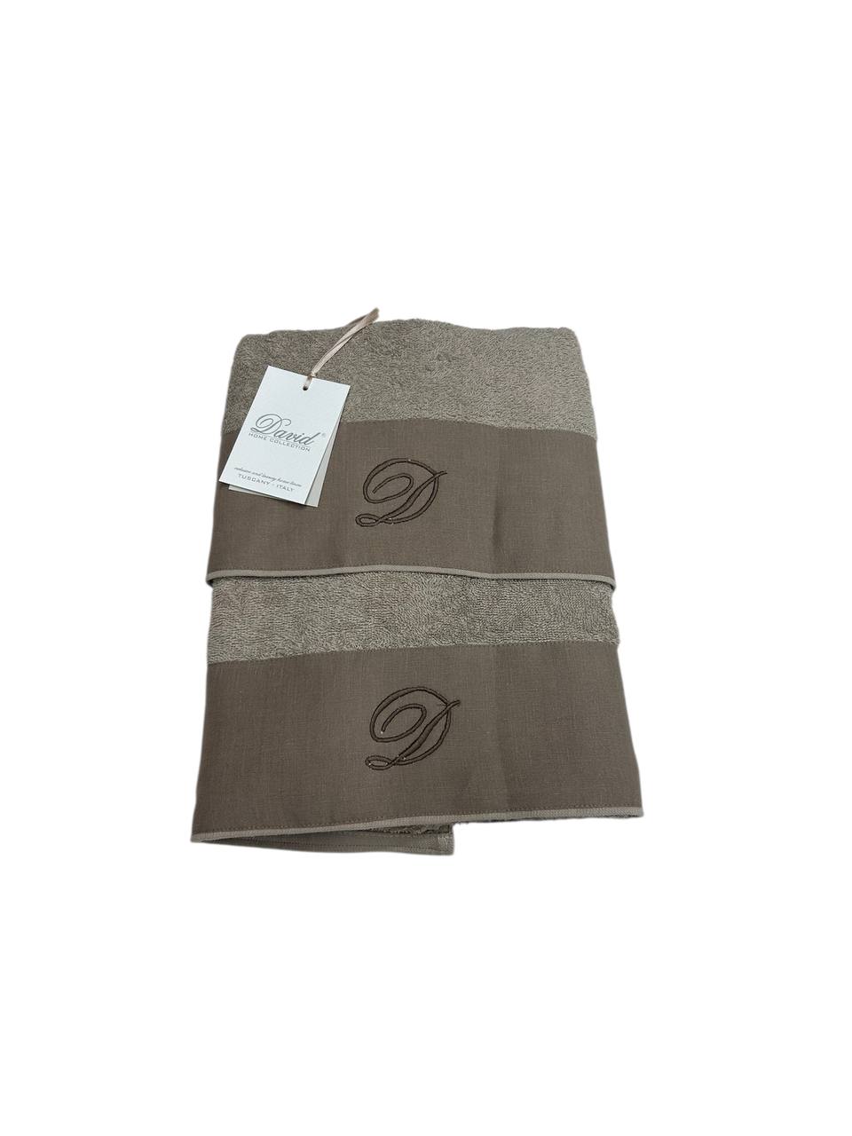 Set asciugamani 1+1 con iniziale ricamata Tortora - David Home