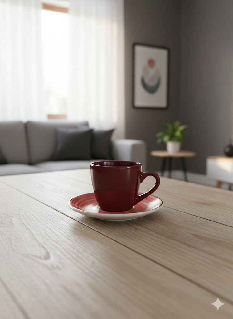 Set tazzina caffè e piatto abbinato (6pz) Daily Rosso - Maison Sucrèe