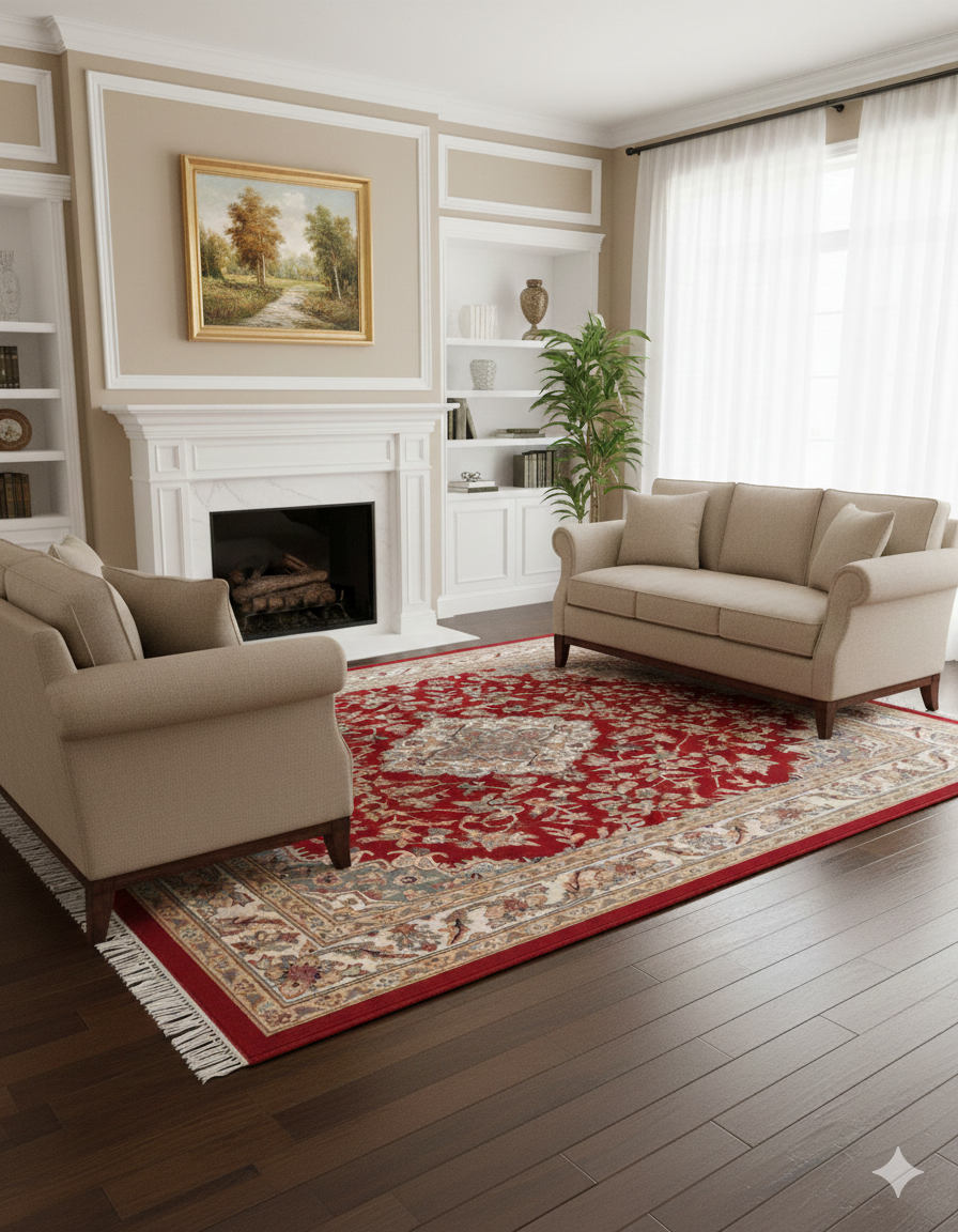 Tappeto Orientale Islamabad 194x122cm rosso annodato a mano