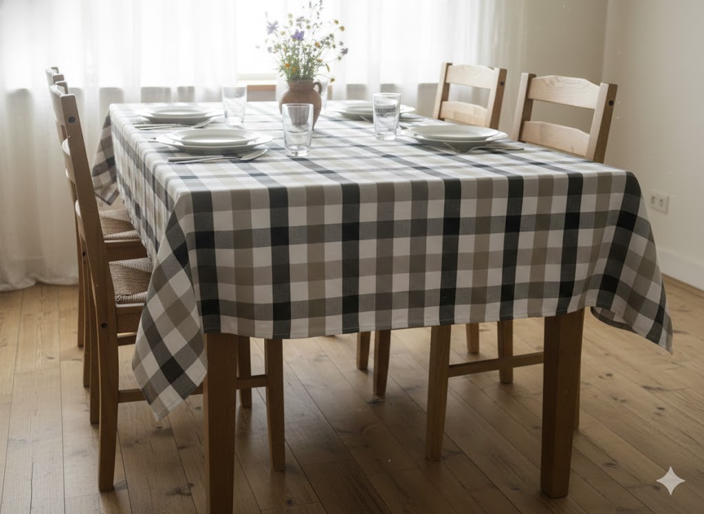 Tessuto tovaglia quadri colore Tortora 100% cotone martingala