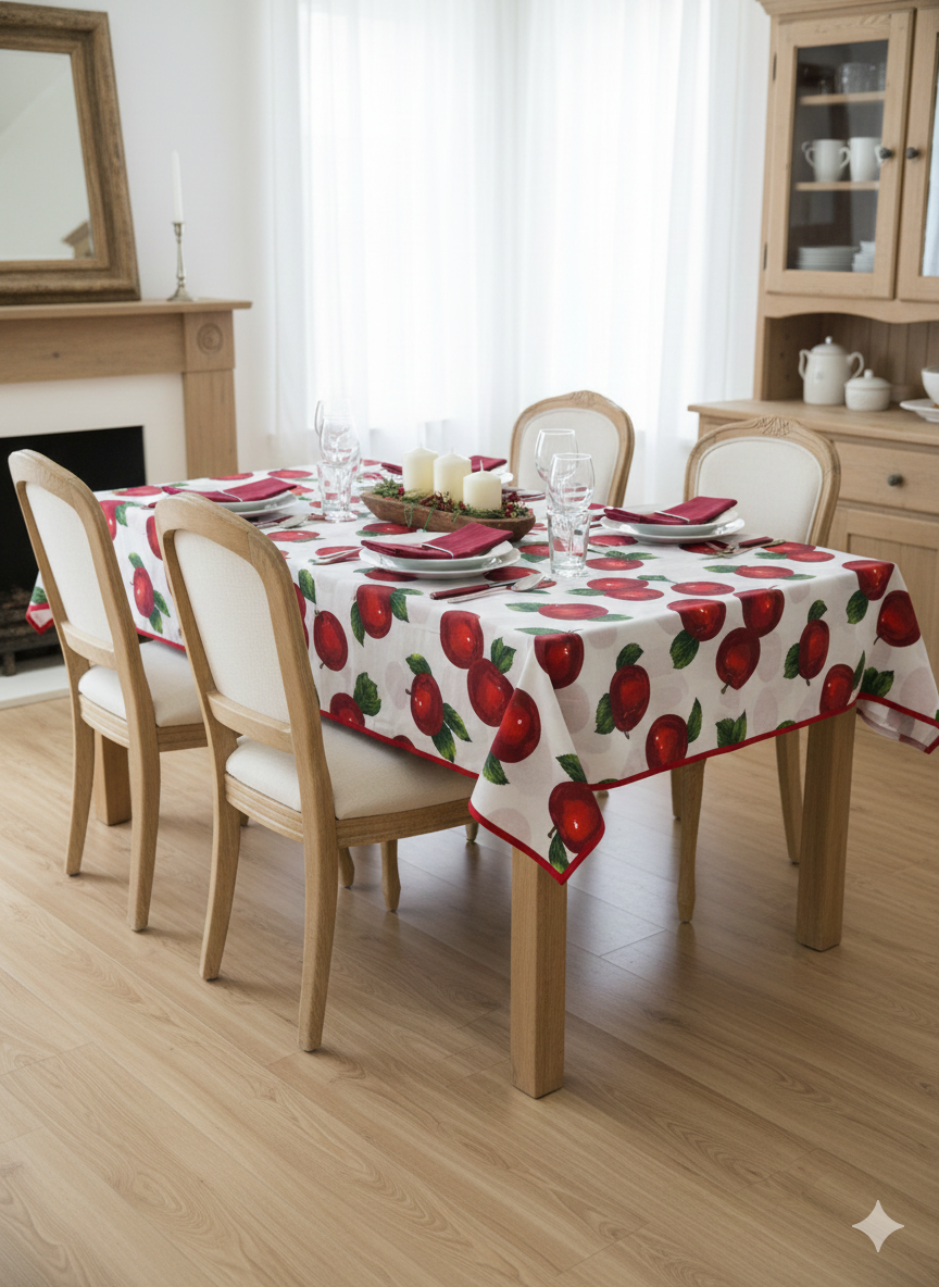 Tovaglia da tavola 120x120cm in cotone Mela Rossa - Bottaro