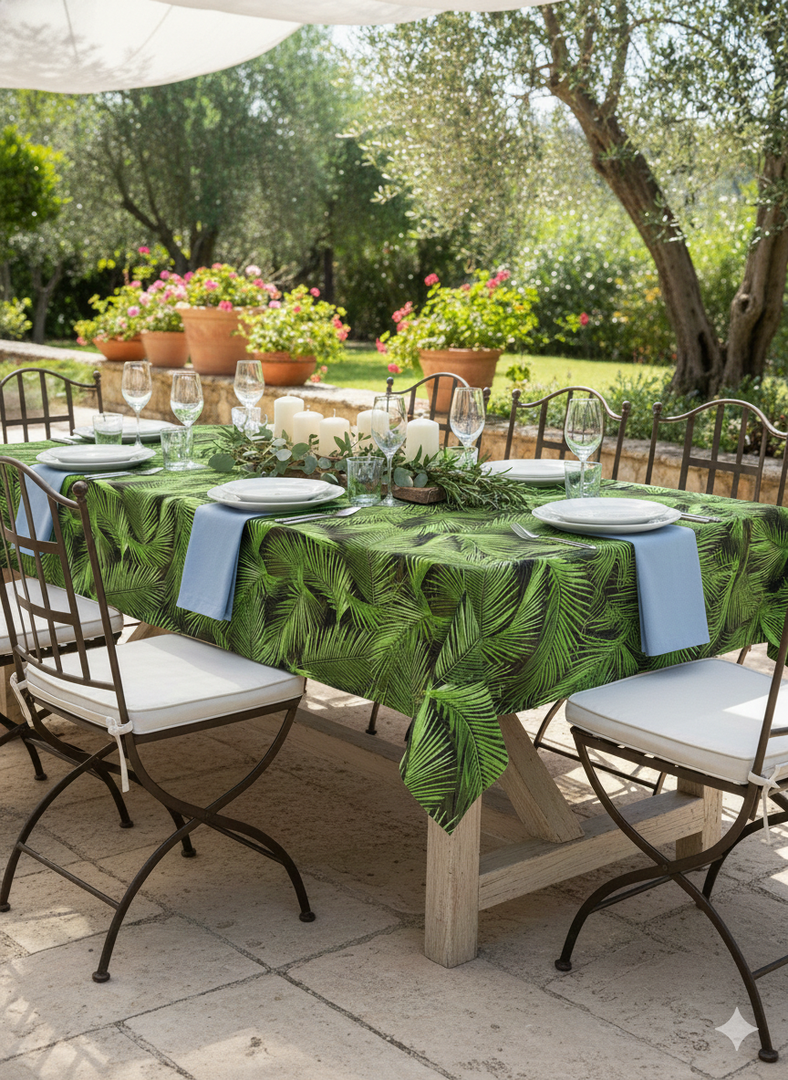 Tovaglia resinata antimacchia foglie