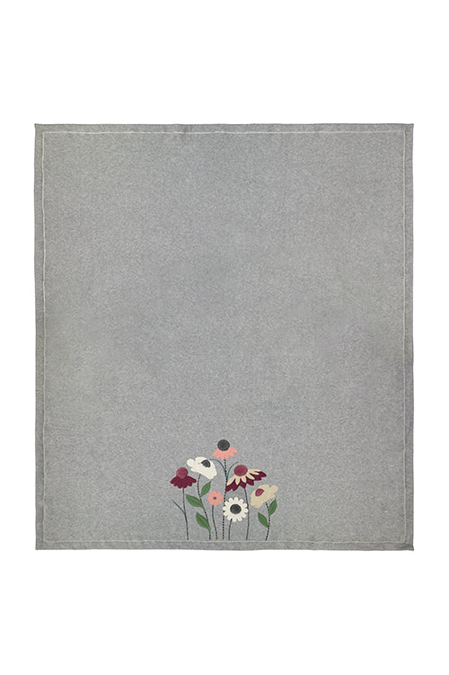 Coperta plaid in pile 160x180cm fiori grigio - Maryplaid