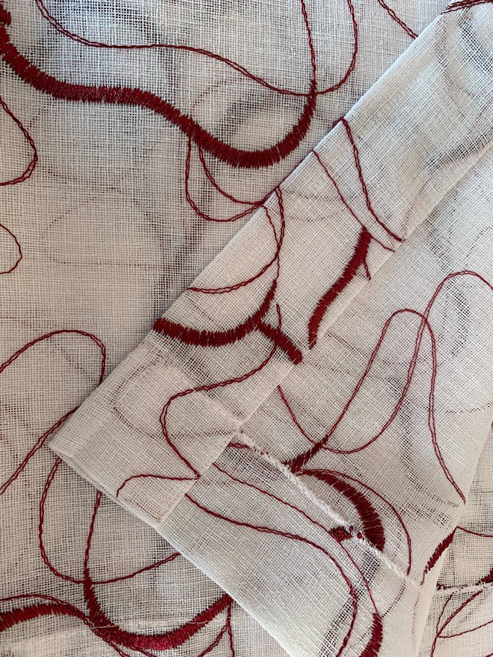 Coppia tendine a vetro 60x150cm bianco/rosso