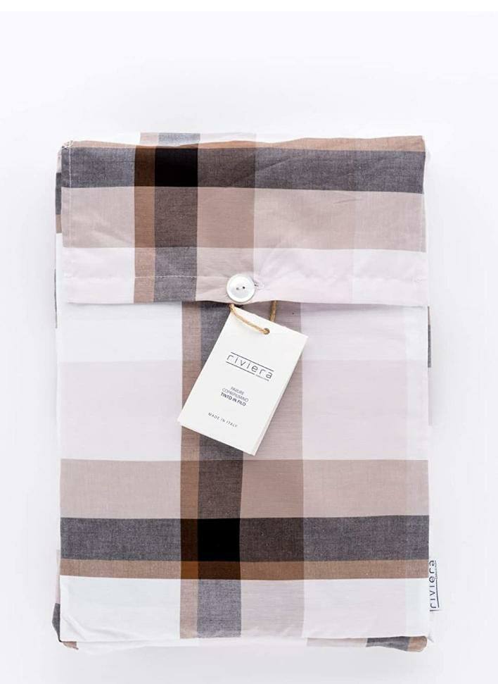 Completo lenzuola matrimoniale tinta in filo Olaf Check