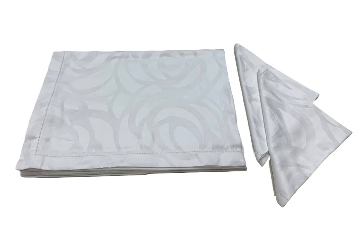 Tovaglia Gaia bianco 175x225cm con 8 tovaglioli