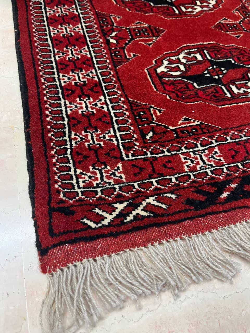 Tappeto orientale persiano Turkman annodato a mano 178x60 cm