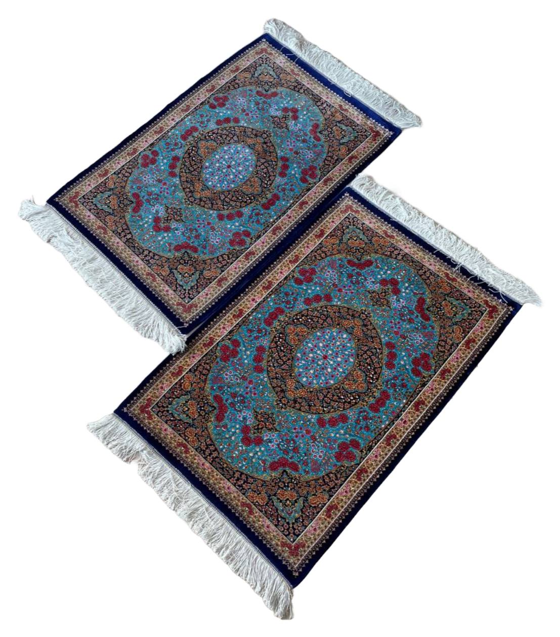 Coppia tappeti orientali Tabriz in seta 90x60cm