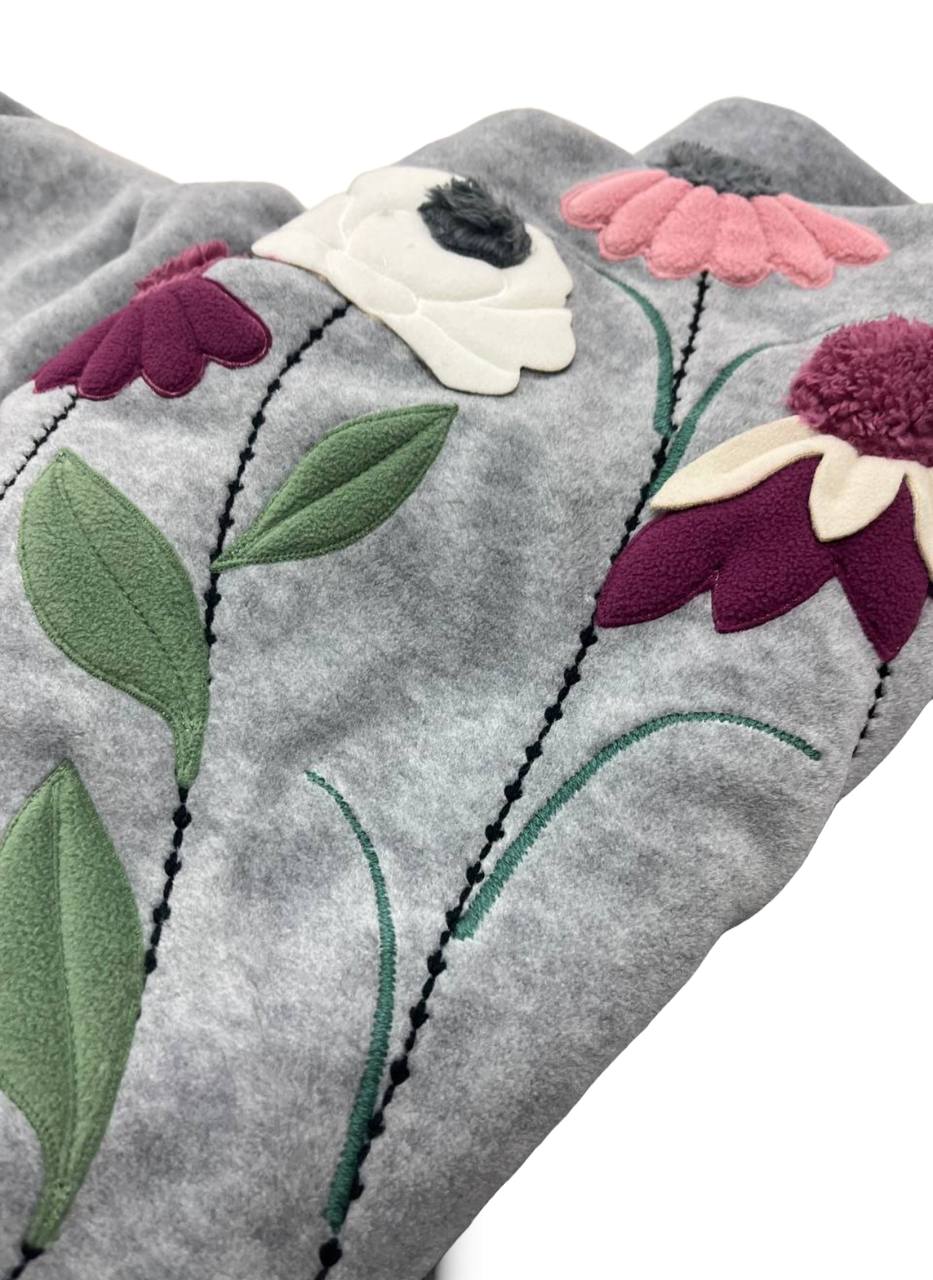 Coperta plaid in pile 160x180cm fiori grigio - Maryplaid