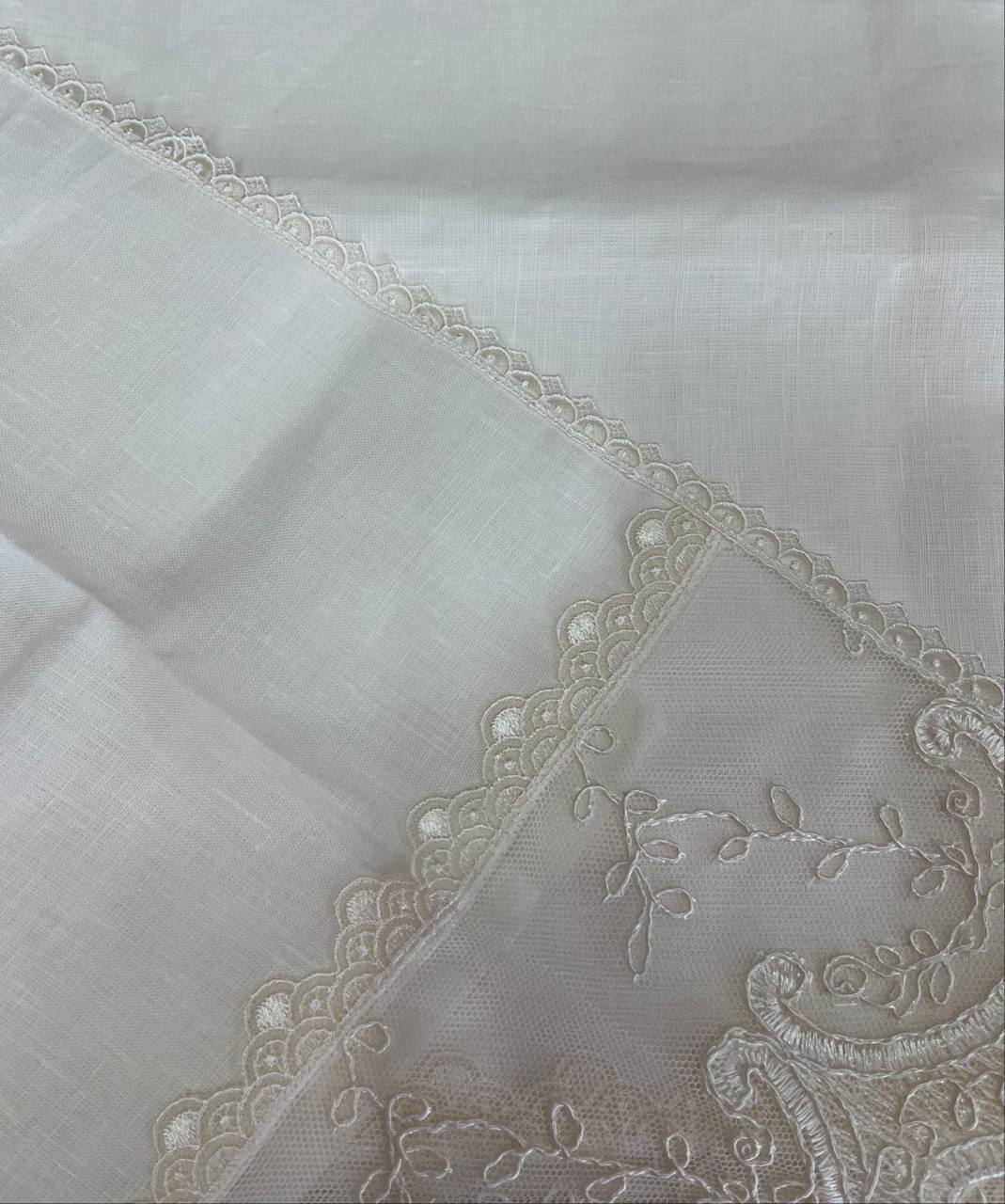 Coppia asciugamani lino/pizzo Antella ghiaccio