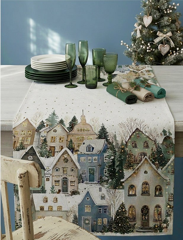 Runner antimacchia Natale Bruges - Tessitura Randi
