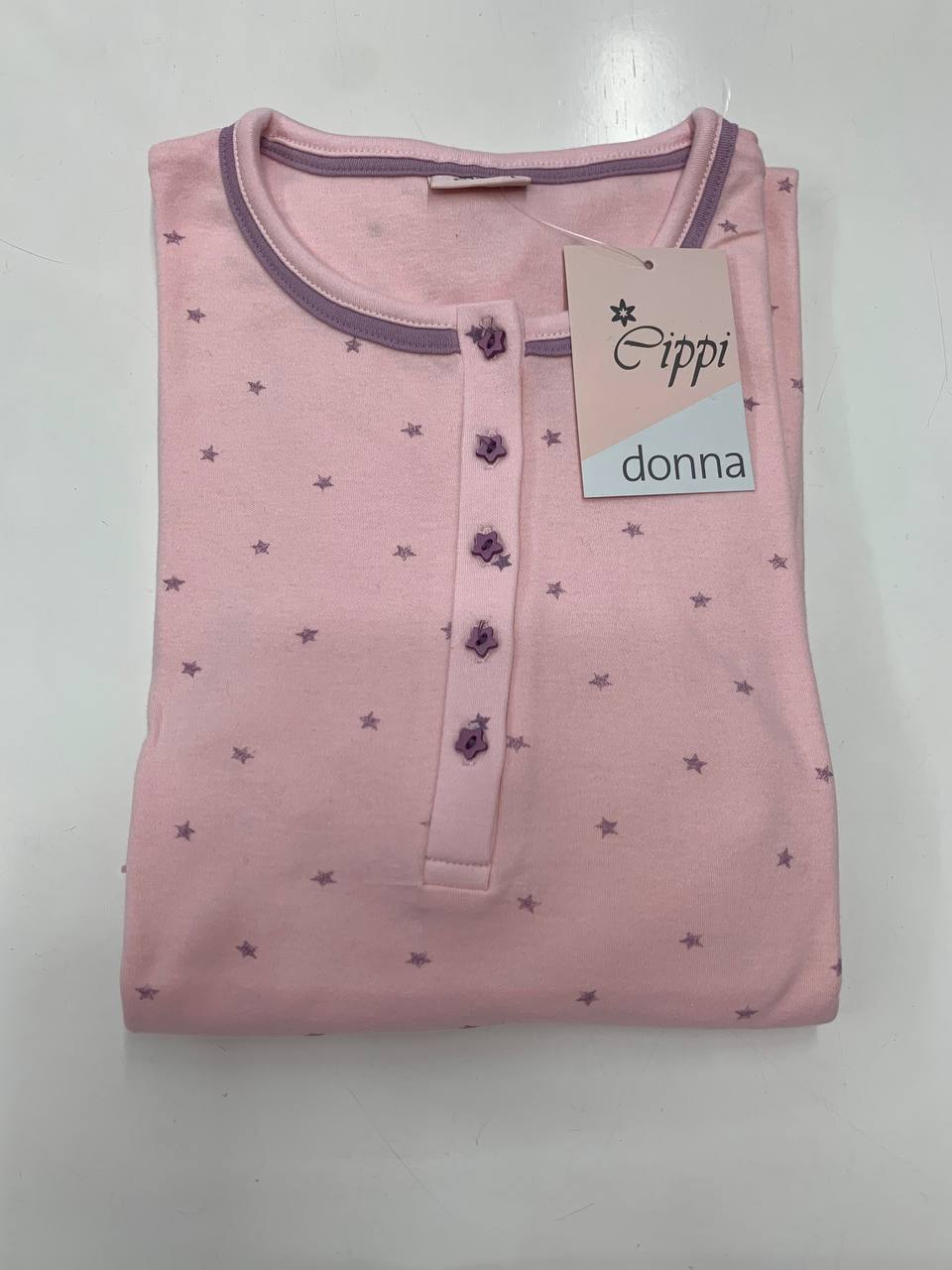 Canotte donna mod. 3770 caldo cotone rosa manica lunga