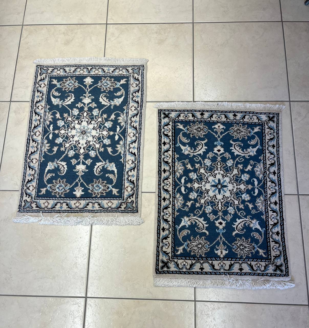 Coppia Tappeti orientali Nain 60x90cm Blu