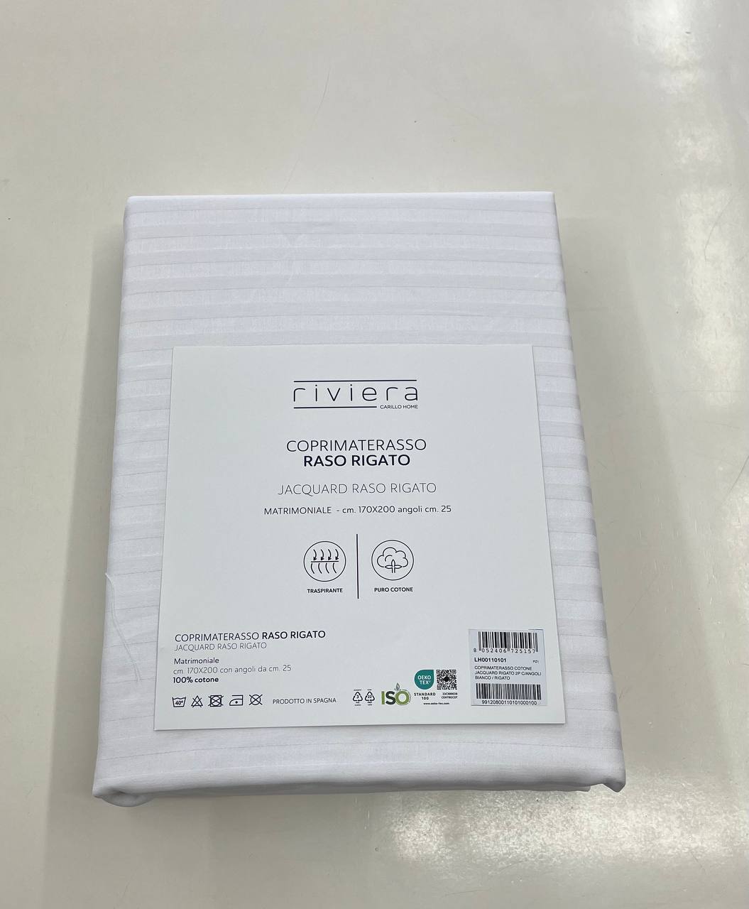Coprimaterasso Matrimoniale in cotone jacquard raso Rigato - Riviera