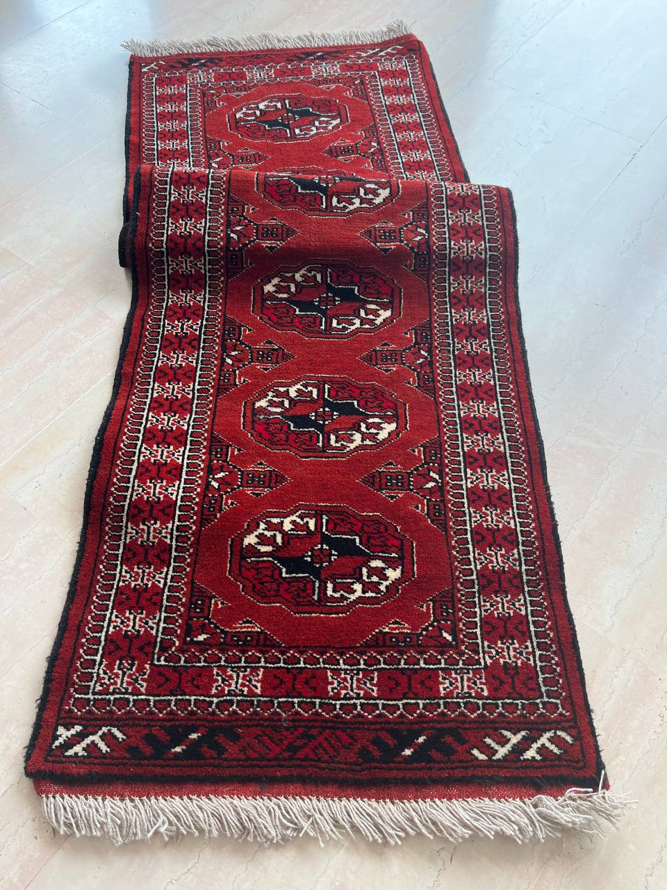 Tappeto orientale persiano Turkman annodato a mano 178x60 cm