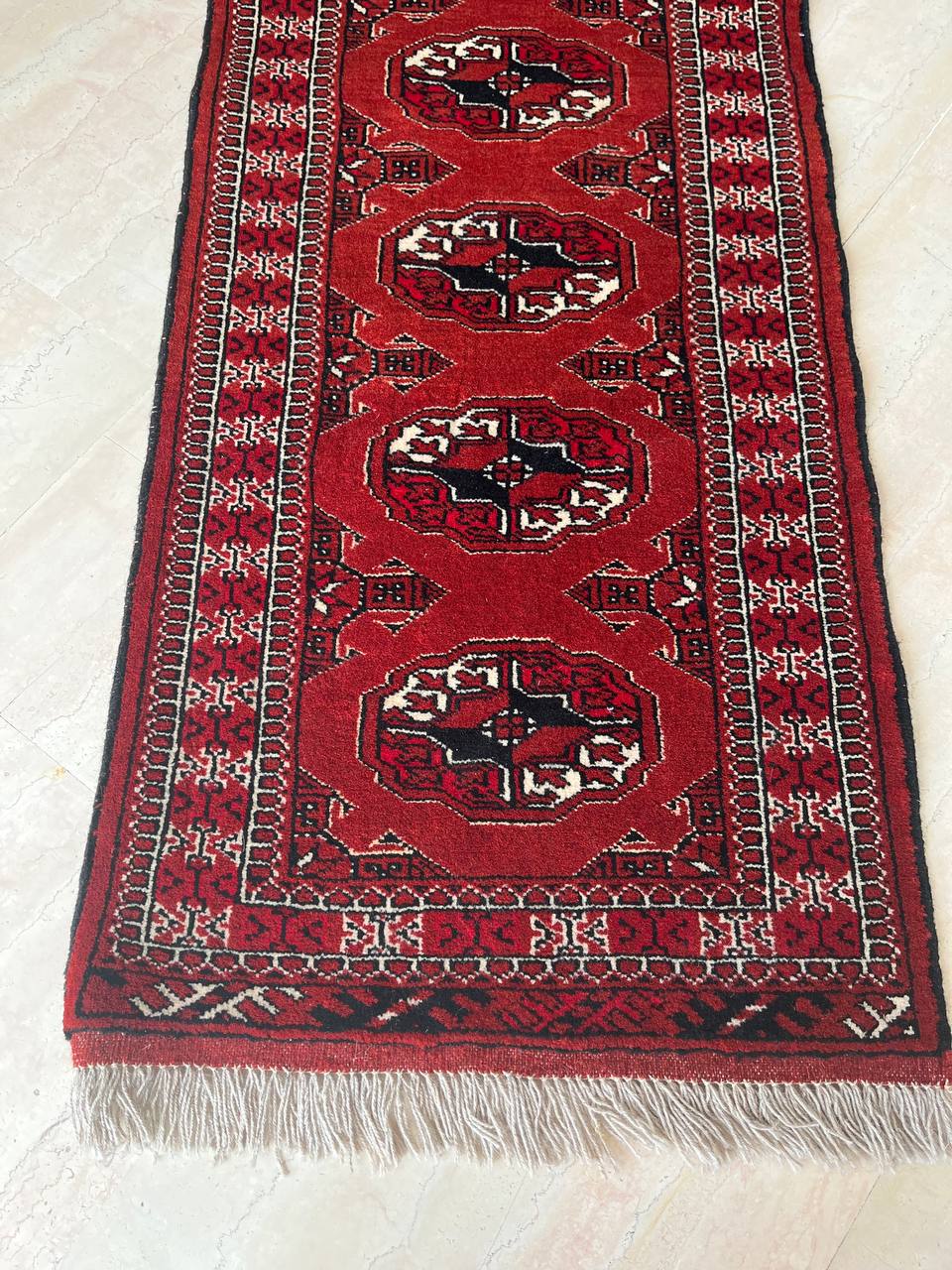 Tappeto orientale persiano Turkman annodato a mano 178x60 cm