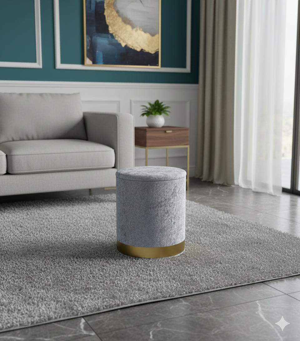 Pouf cilindro in velluto Lusso