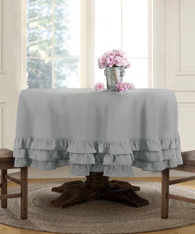 Tovaglia rotonda con rouches Sucre Grigio