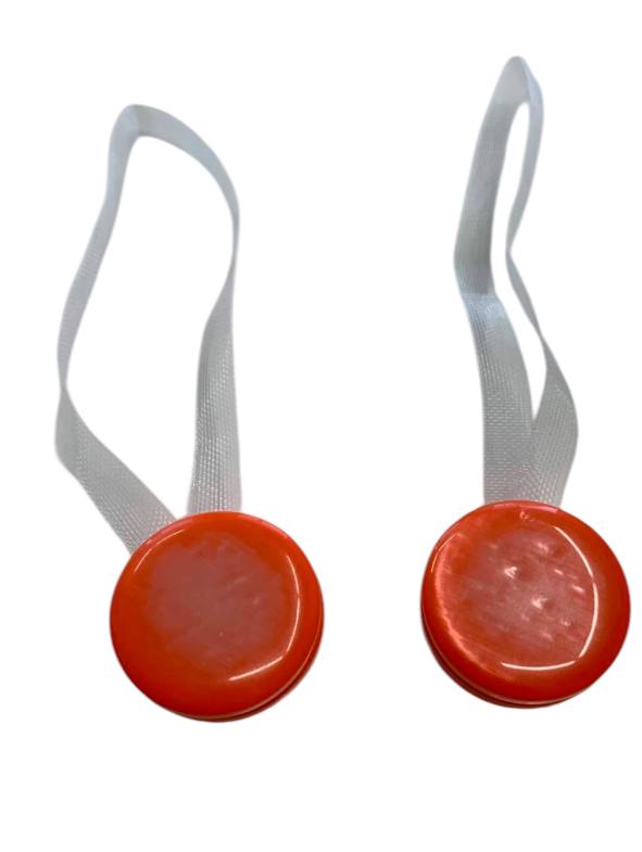 Coppia Calamite per tenda in madreperla colore arancio