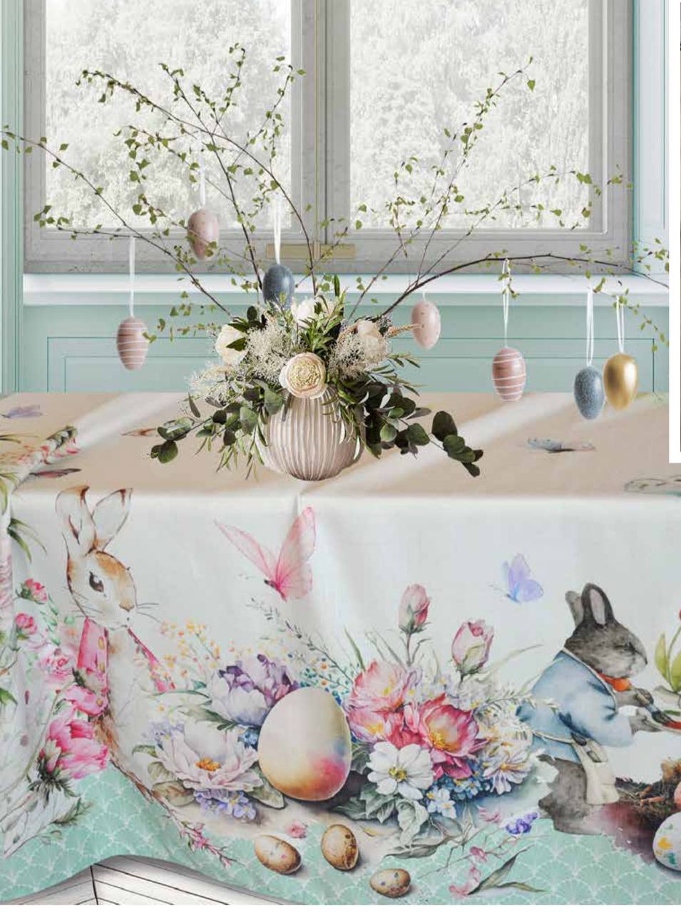 Tovaglia Pasqua Easter Eggs Acqua