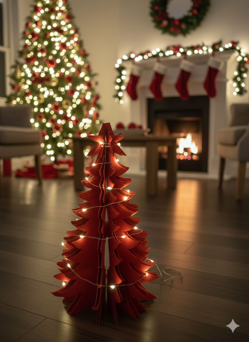 Albero di Natale rosso di carta con led - Maison Sucrèe