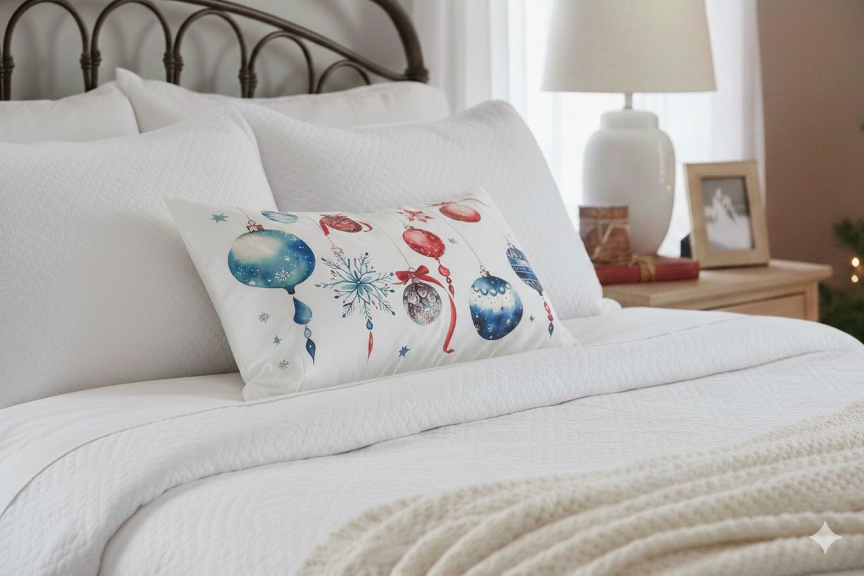 Coppia (2) federe cotone Natale 50x80cm - Riviera