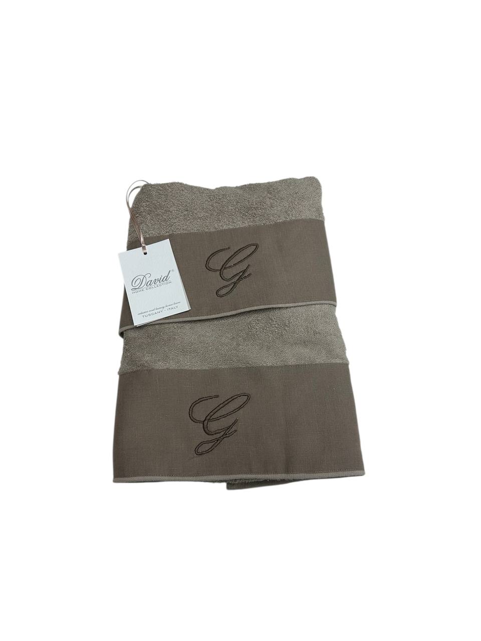 Set asciugamani 1+1 con iniziale ricamata Tortora - David Home