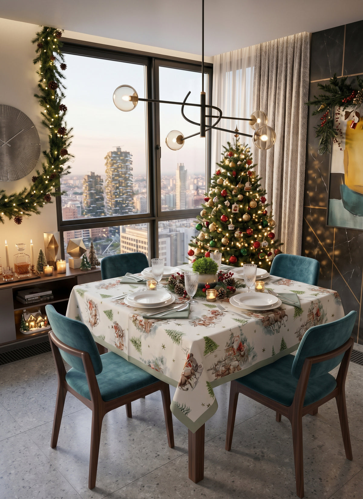 Tovaglia da tavola 120x120cm natale Incanto - Bottaro