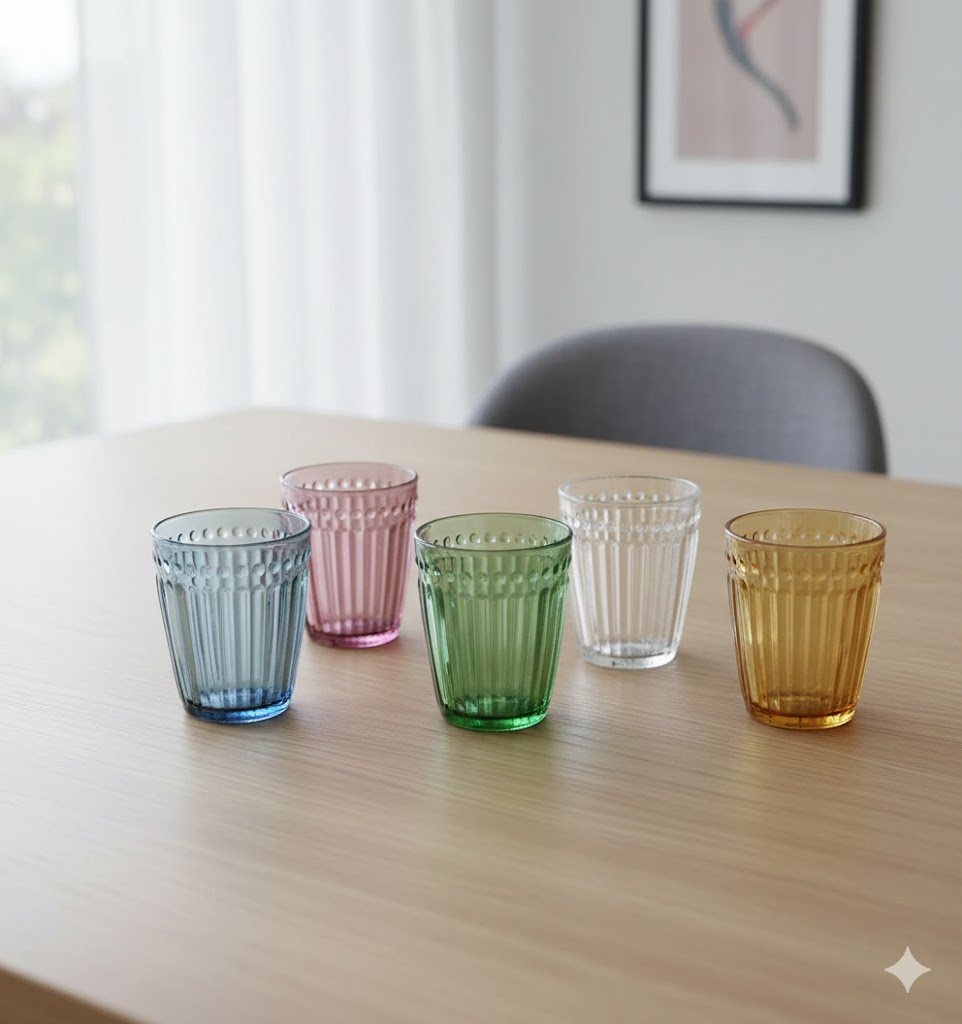 Set 6 bicchieri vetro Multicolor