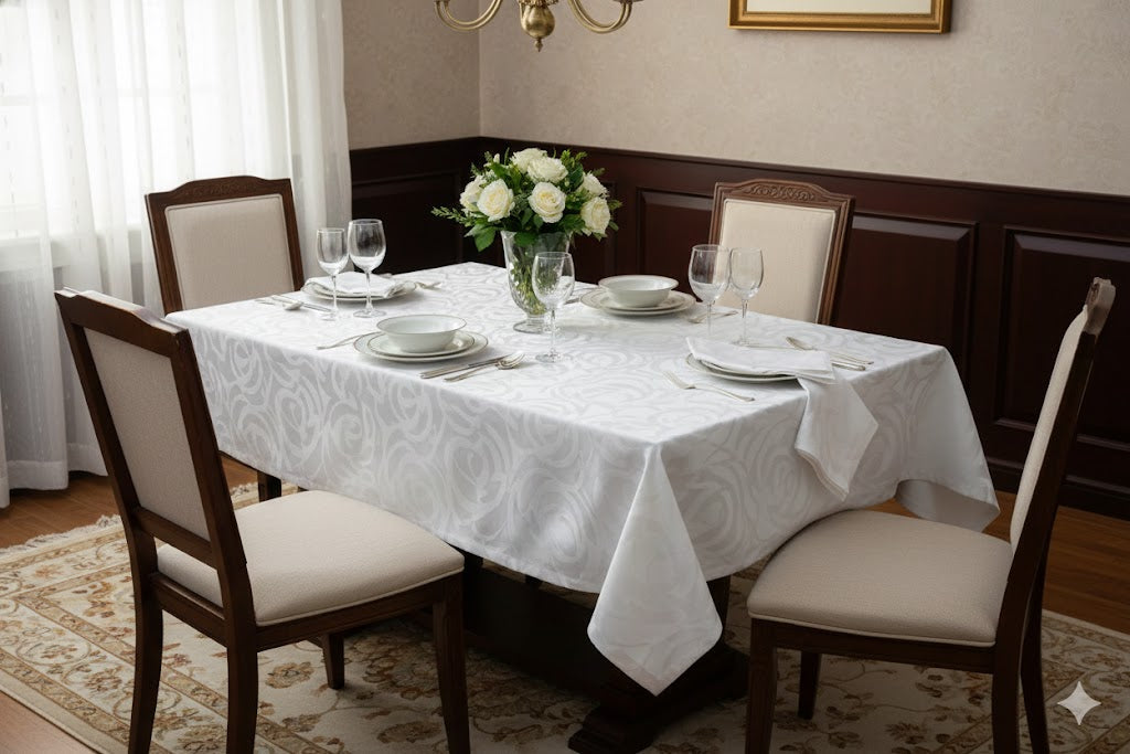 Tovaglia Gaia bianco 175x225cm con 8 tovaglioli