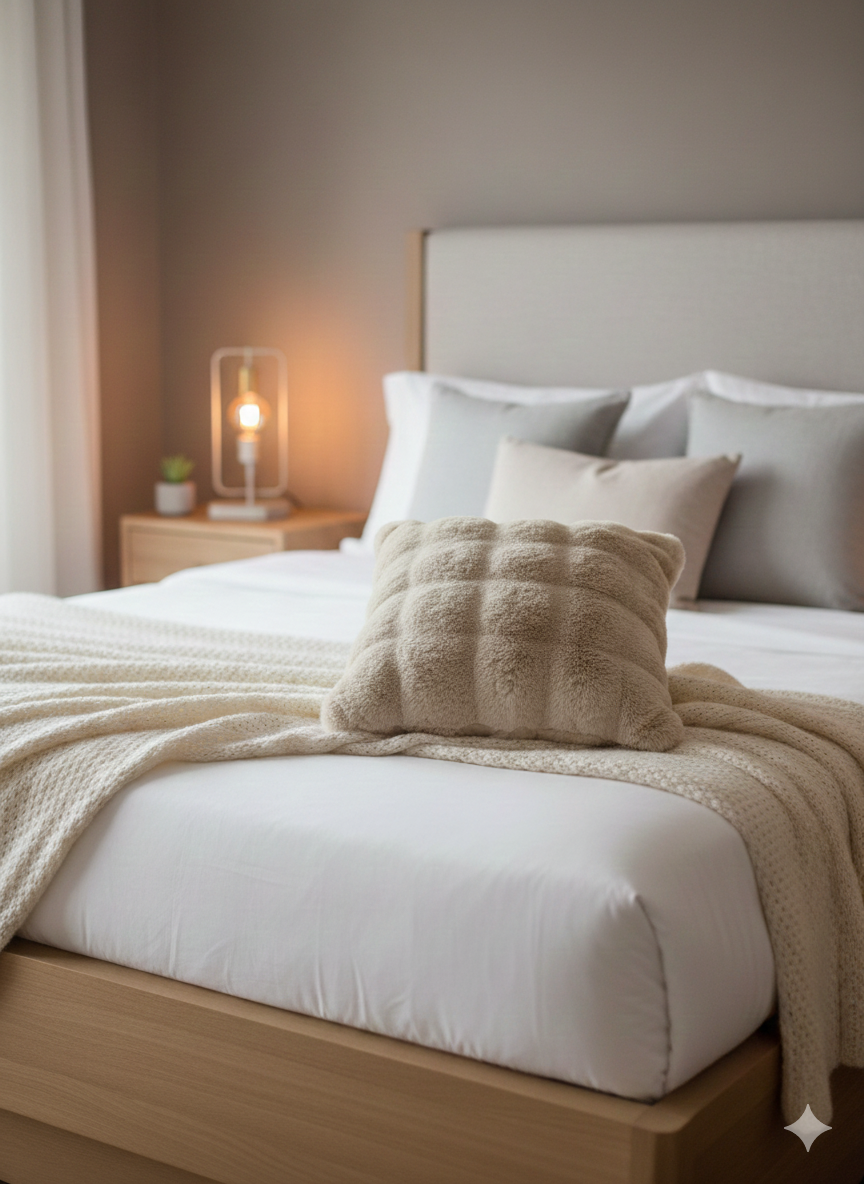 Cuscino arredo in ecopelliccia Diamant Champagne - Blumarine