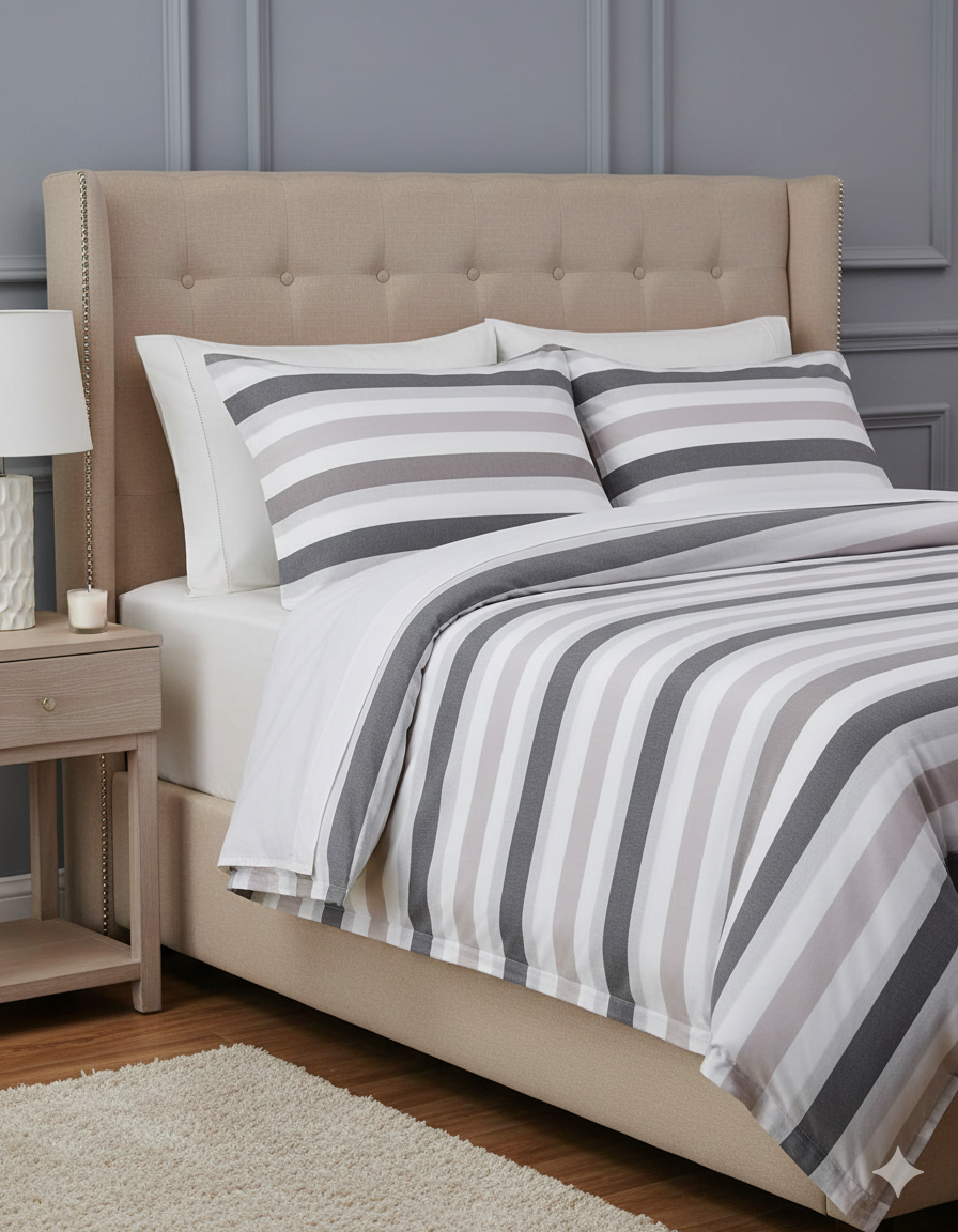 Coppia federe tinto in filo percalle 50x80cm Olaf Stripe - Riviera